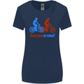 Your Pace or Mine Funny Cycling Cyclist Womens Wider Cut T-Shirt Navy Blue