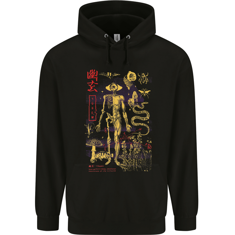 Yugen Obscure Design Mens 80% Cotton Hoodie Black
