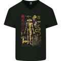 Yugen Obscure Design Mens V-Neck Cotton T-Shirt Black