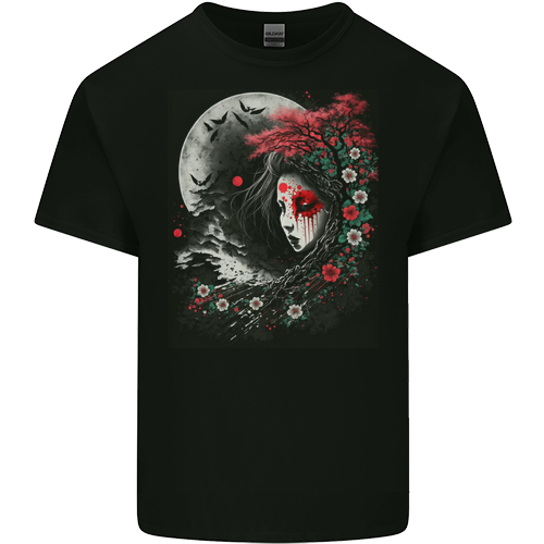 Yuki Onna Japanese Folklaw Gothic Halloween Mens Womens Kids Unisex Black Kids T-Shirt