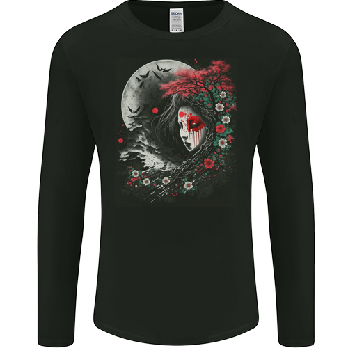 Yuki Onna Japanese Folklaw Gothic Halloween Mens Womens Kids Unisex Black Mens L\S T-Shirt