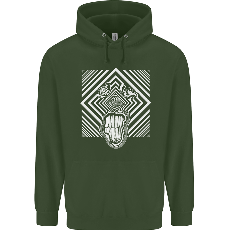Zebra LSD Magic Mushrooms Hallucinogenic Mens 80% Cotton Hoodie Forest Green