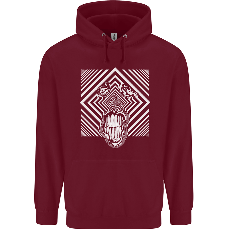 Zebra LSD Magic Mushrooms Hallucinogenic Mens 80% Cotton Hoodie Maroon