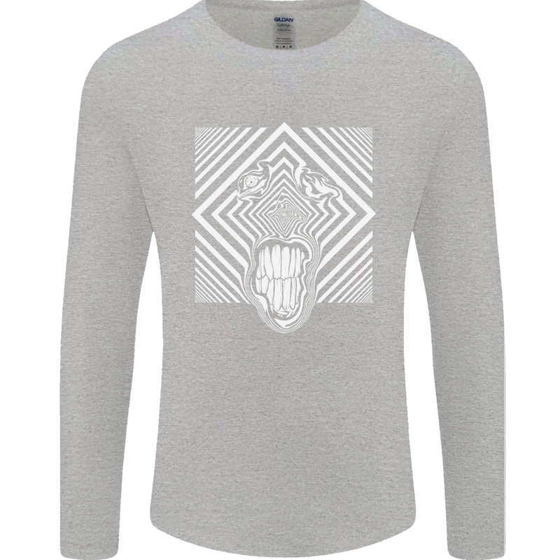 Zebra LSD Magic Mushrooms Hallucinogenic Mens Long Sleeve T-Shirt Sports Grey