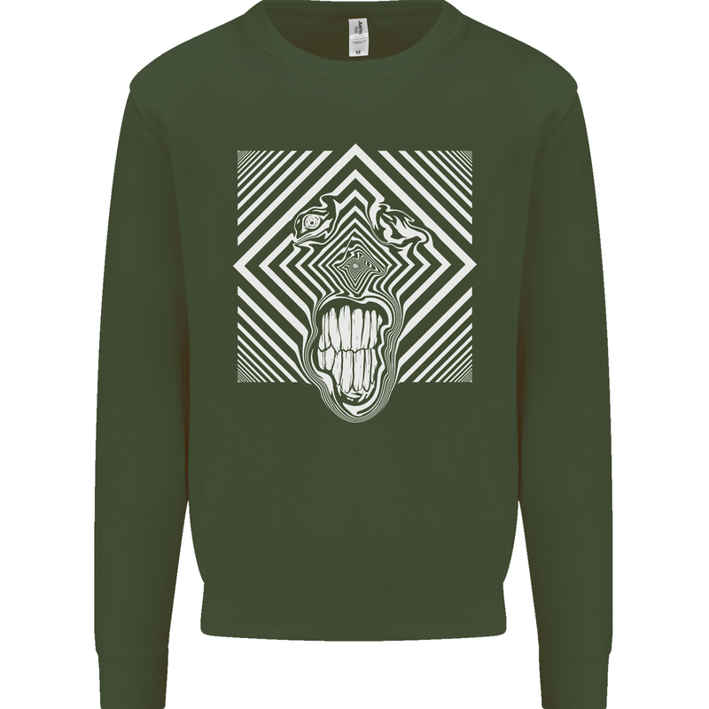 Zebra LSD Magic Mushrooms Hallucinogenic Mens Sweatshirt Jumper Forest Green