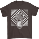 Zebra LSD Magic Mushrooms Hallucinogenic Mens T-Shirt Cotton Gildan Dark Chocolate