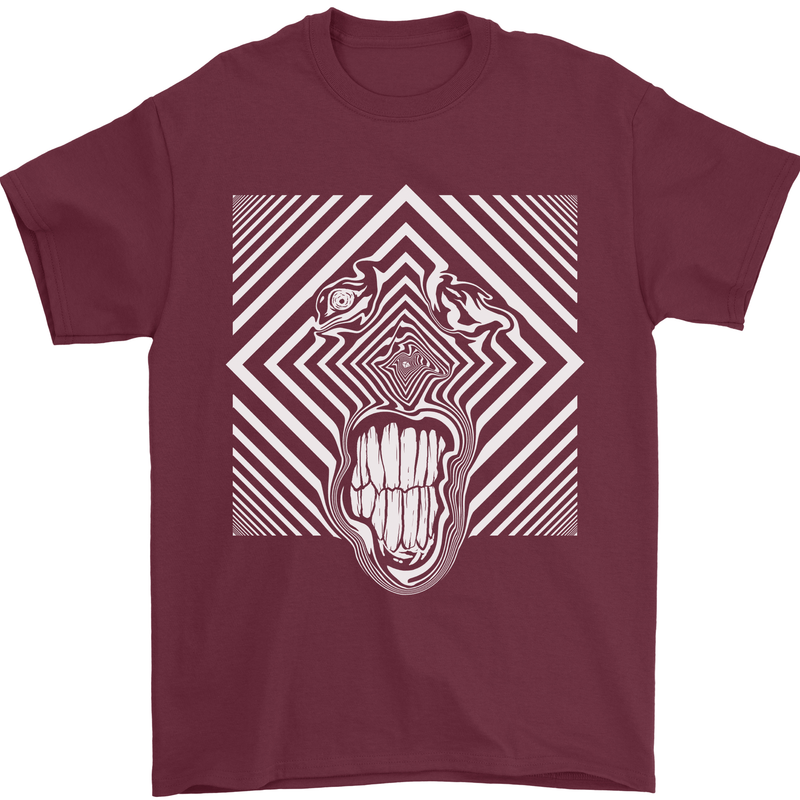 Zebra LSD Magic Mushrooms Hallucinogenic Mens T-Shirt Cotton Gildan Maroon