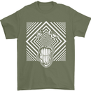 Zebra LSD Magic Mushrooms Hallucinogenic Mens T-Shirt Cotton Gildan Military Green