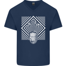 Zebra LSD Magic Mushrooms Hallucinogenic Mens V-Neck Cotton T-Shirt Navy Blue