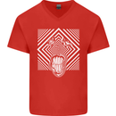 Zebra LSD Magic Mushrooms Hallucinogenic Mens V-Neck Cotton T-Shirt Red