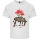 Zebra and Tree Watercolour Mens Cotton T-Shirt Tee Top White