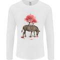 Zebra and Tree Watercolour Mens Long Sleeve T-Shirt White