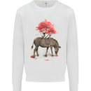 Zebra and Tree Watercolour Mens Sweatshirt Jumper White