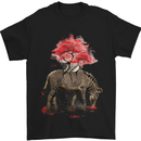 Zebra and Tree Watercolour Mens T-Shirt Cotton Gildan Black