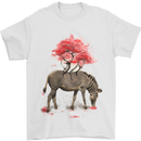 Zebra and Tree Watercolour Mens T-Shirt Cotton Gildan White