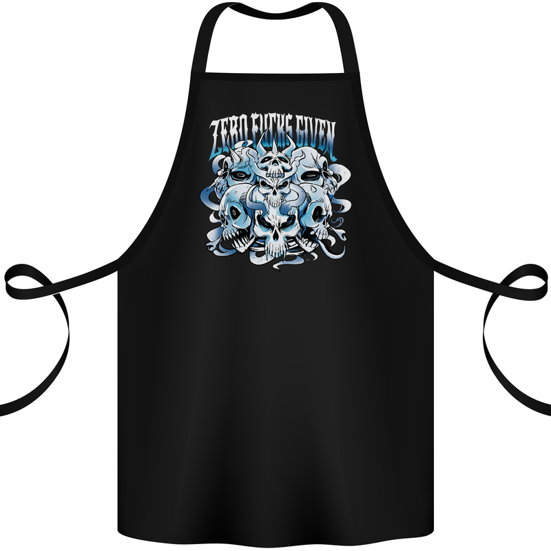 Zero Fooks Given Skulls Biker Motorcycle Cotton Apron 100% Organic Black