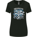 Zero Fooks Given Skulls Biker Motorcycle Womens Wider Cut T-Shirt Black