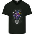 Zero Gravity Astronaut Space Universe Mens V-Neck Cotton T-Shirt Black