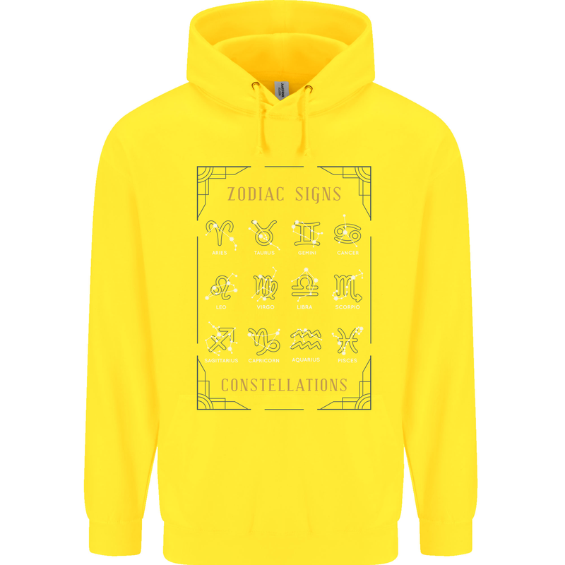 Zodiac Sign Constellations Childrens Kids Hoodie Yellow