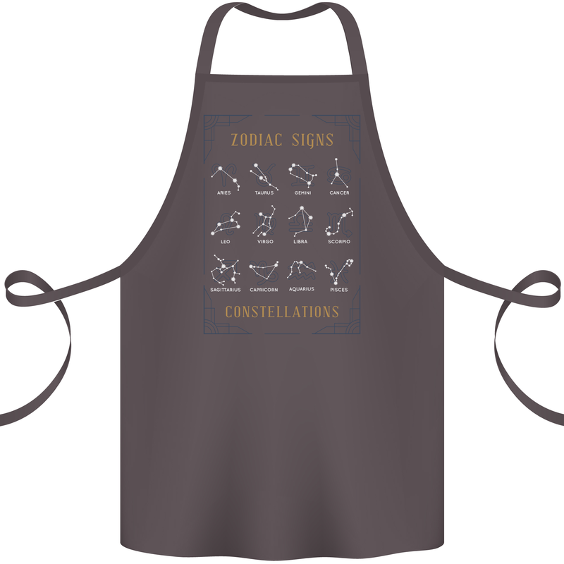 Zodiac Sign Constellations Cotton Apron 100% Organic Dark Grey