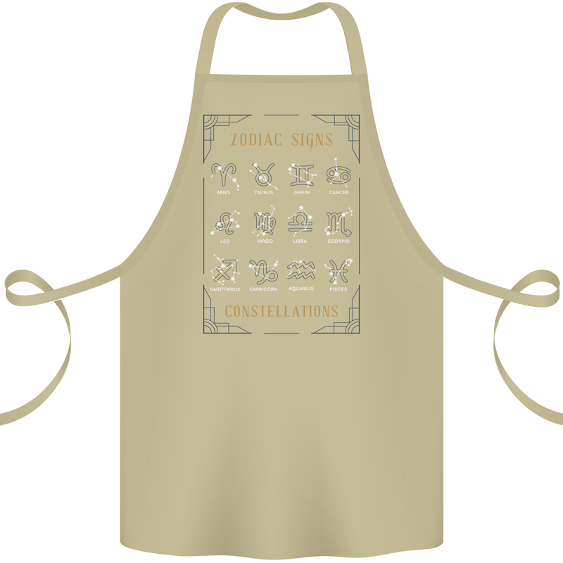 Zodiac Sign Constellations Cotton Apron 100% Organic Khaki