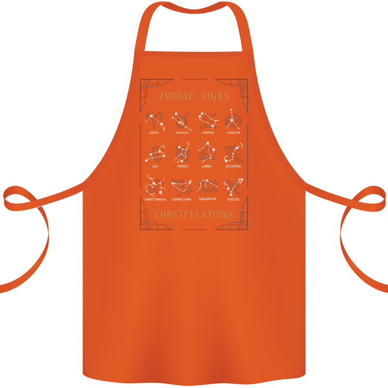 Zodiac Sign Constellations Cotton Apron 100% Organic Orange