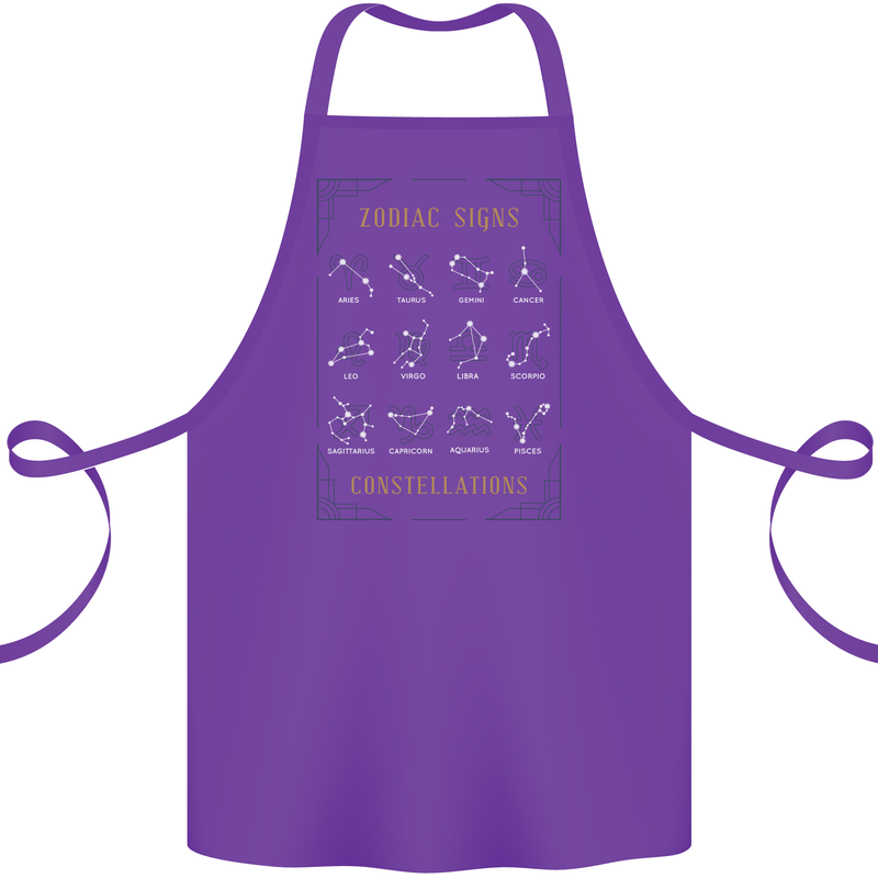 Zodiac Sign Constellations Cotton Apron 100% Organic Purple