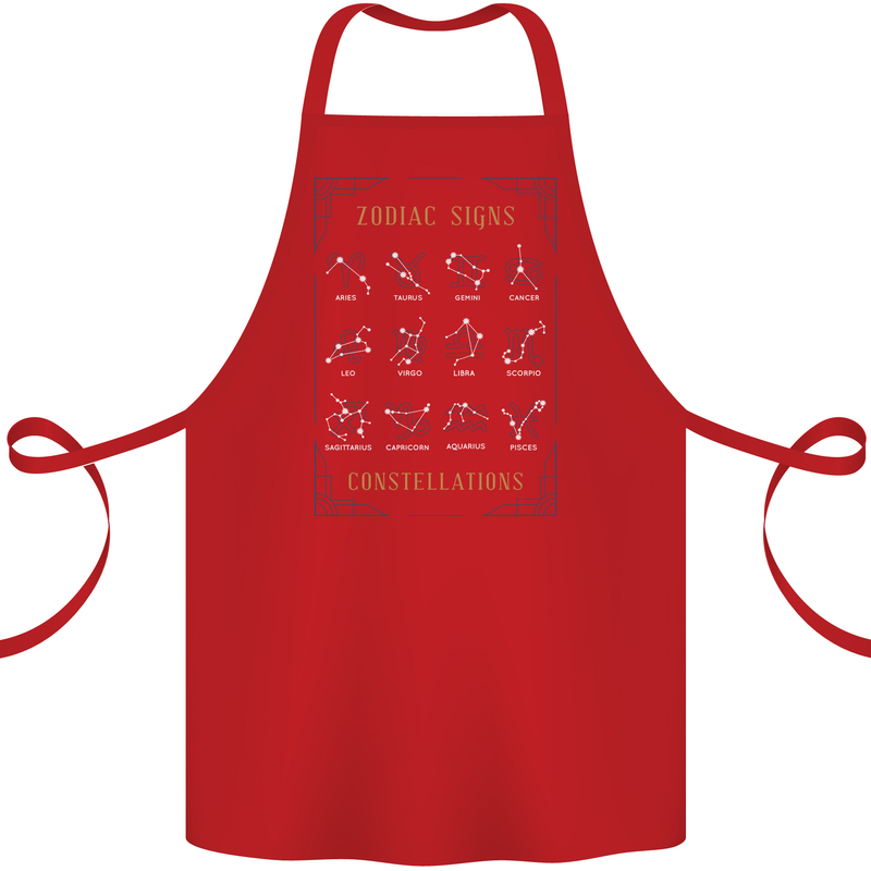 Zodiac Sign Constellations Cotton Apron 100% Organic Red
