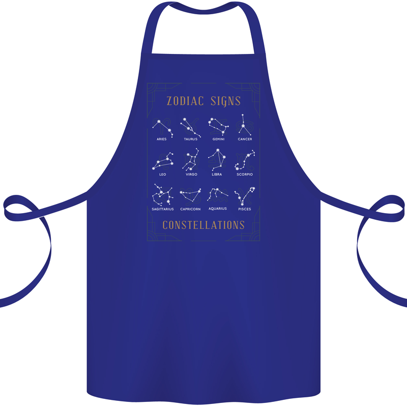 Zodiac Sign Constellations Cotton Apron 100% Organic Royal Blue