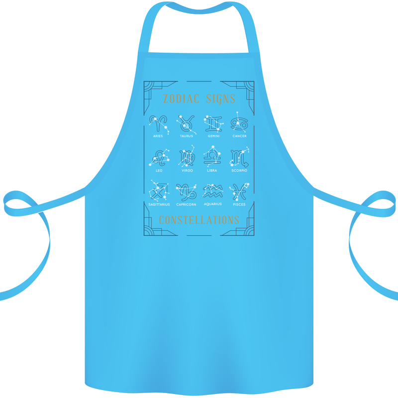Zodiac Sign Constellations Cotton Apron 100% Organic Turquoise