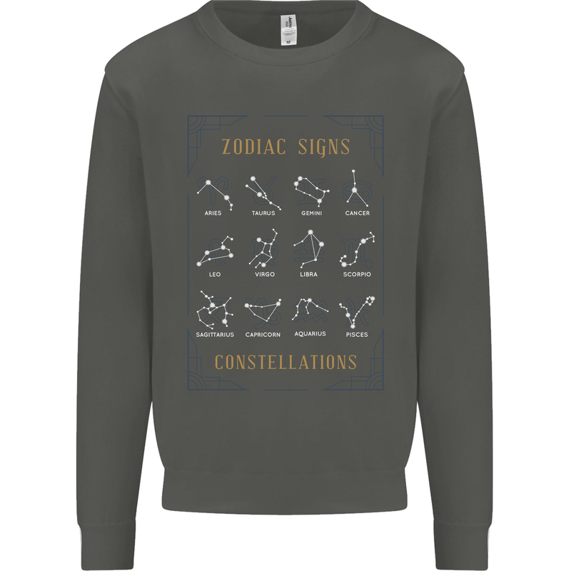 Zodiac Sign Constellations Kids Sweatshirt Jumper Storm Grey