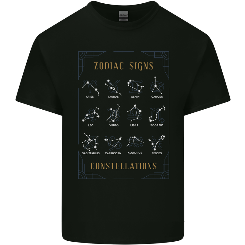 Zodiac Sign Constellations Kids T-Shirt Childrens Black