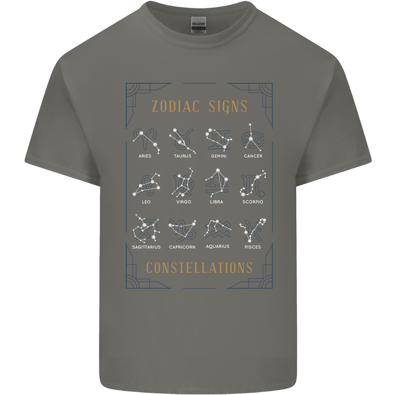Zodiac Sign Constellations Kids T-Shirt Childrens Charcoal