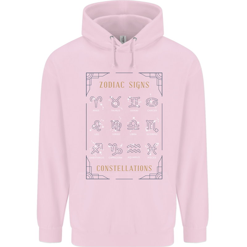 Zodiac Sign Constellations Mens 80% Cotton Hoodie Light Pink