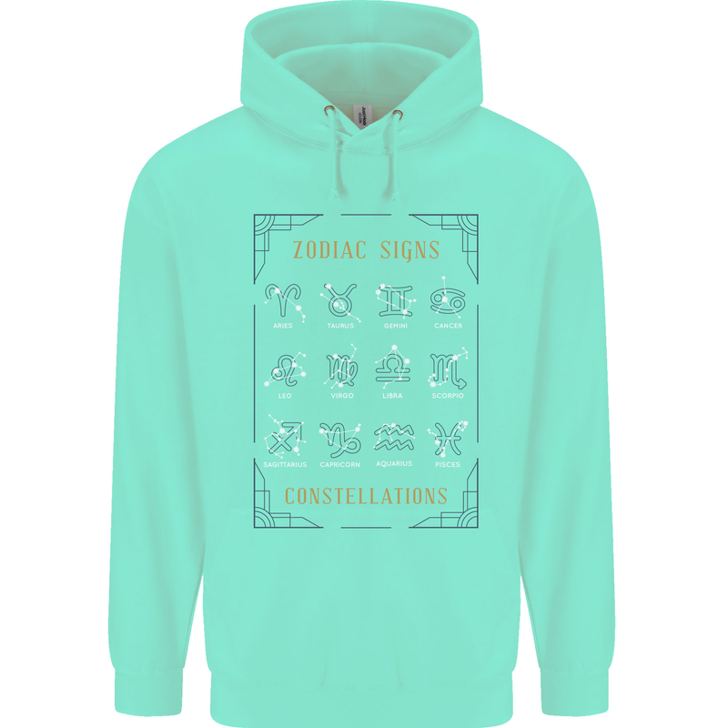 Zodiac Sign Constellations Mens 80% Cotton Hoodie Peppermint