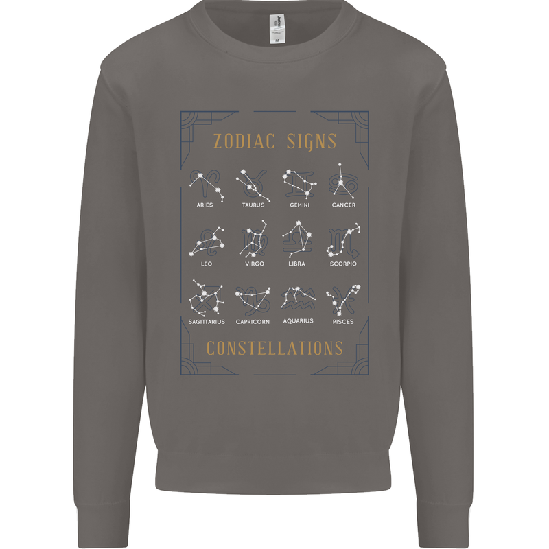 Zodiac Sign Constellations Mens Sweatshirt Jumper Charcoal