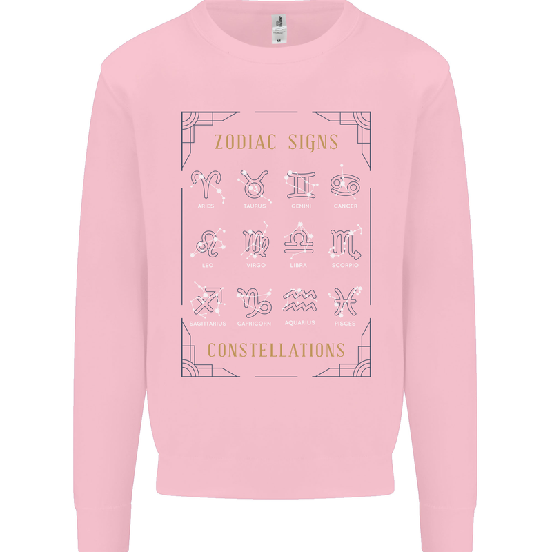 Zodiac Sign Constellations Mens Sweatshirt Jumper Light Pink