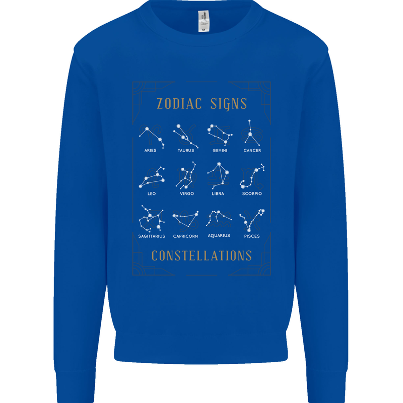 Zodiac Sign Constellations Mens Sweatshirt Jumper Royal Blue