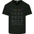 Zodiac Sign Constellations Mens V-Neck Cotton T-Shirt Black