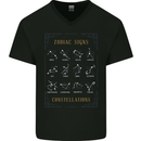 Zodiac Sign Constellations Mens V-Neck Cotton T-Shirt Black