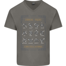 Zodiac Sign Constellations Mens V-Neck Cotton T-Shirt Charcoal