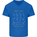Zodiac Sign Constellations Mens V-Neck Cotton T-Shirt Royal Blue