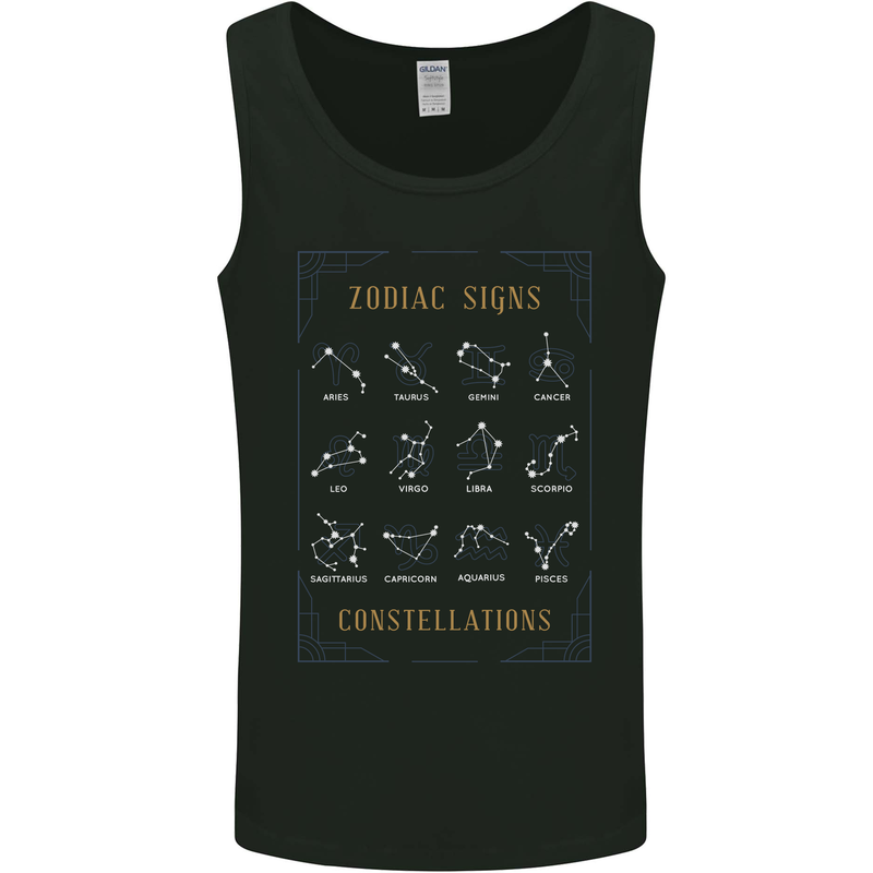 Zodiac Sign Constellations Mens Vest Tank Top Black