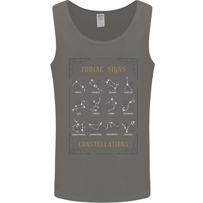 Zodiac Sign Constellations Mens Vest Tank Top Charcoal