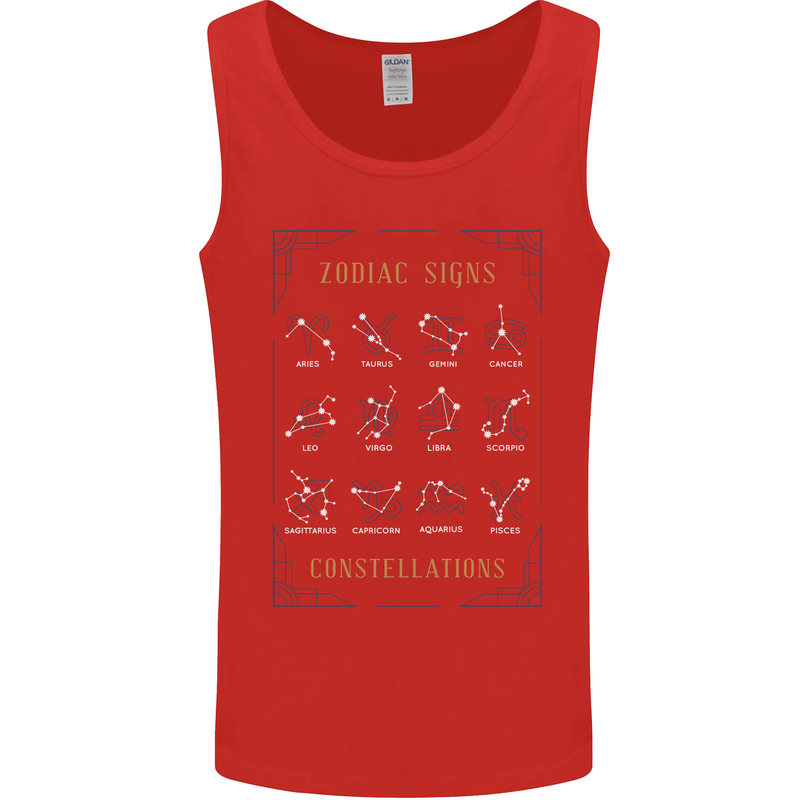 Zodiac Sign Constellations Mens Vest Tank Top Red