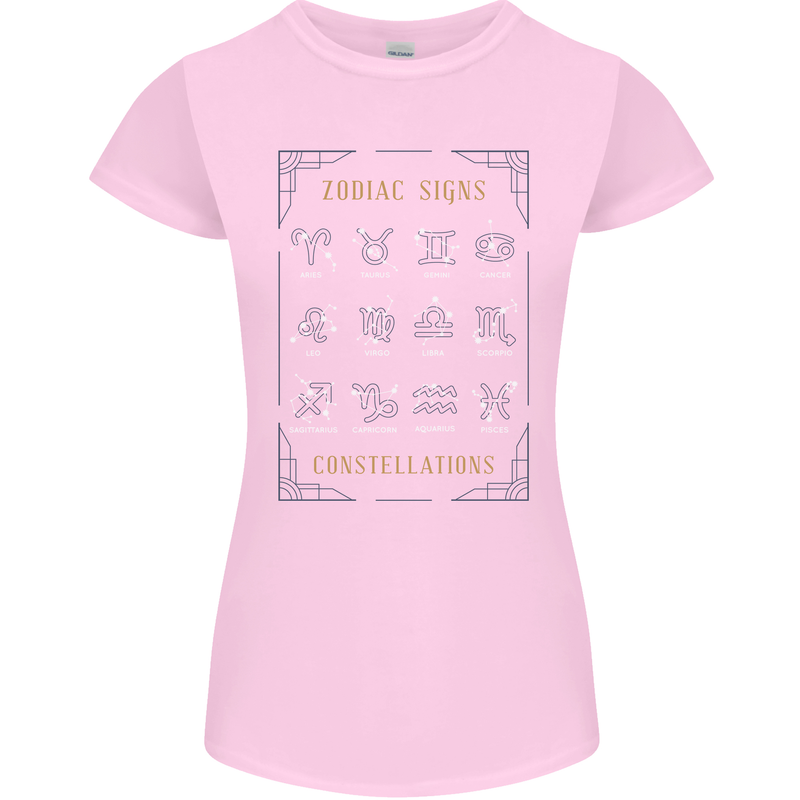 Zodiac Sign Constellations Womens Petite Cut T-Shirt Light Pink