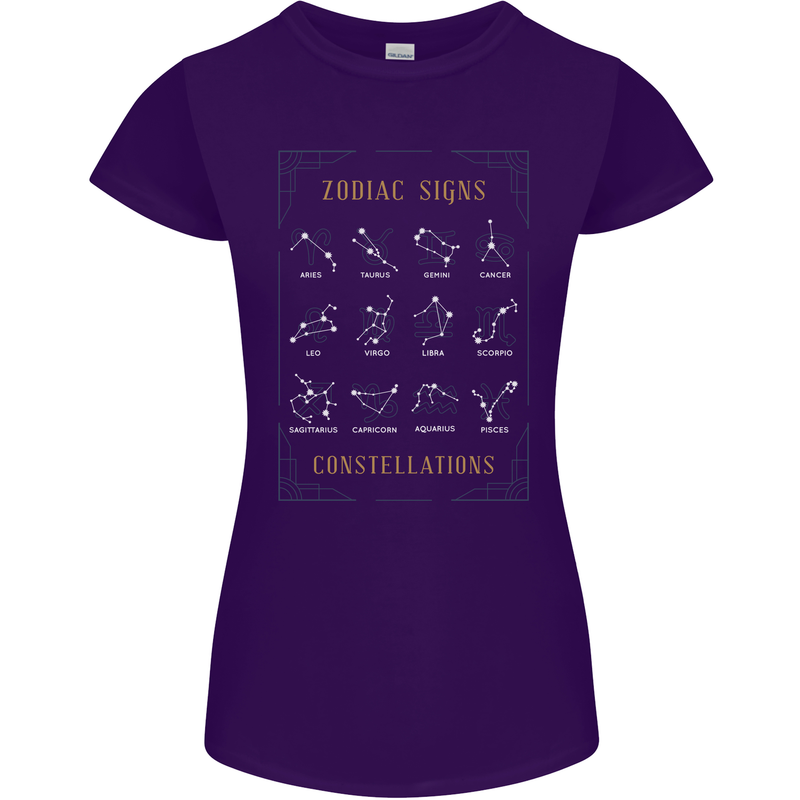 Zodiac Sign Constellations Womens Petite Cut T-Shirt Purple