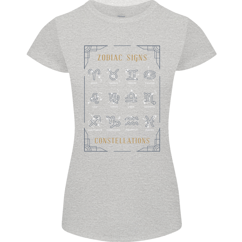 Zodiac Sign Constellations Womens Petite Cut T-Shirt Sports Grey