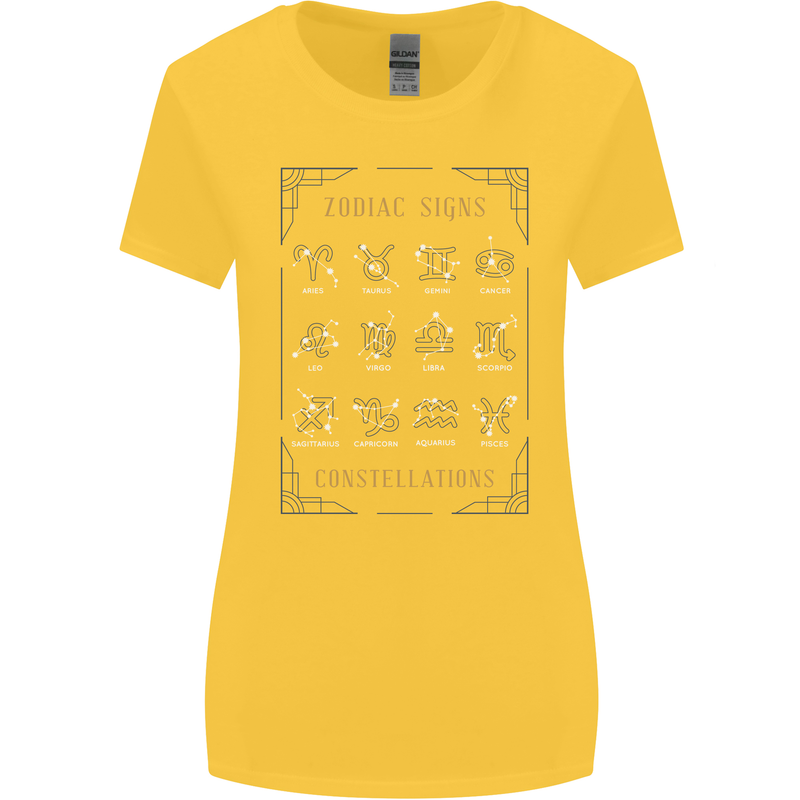 Zodiac Sign Constellations Womens Wider Cut T-Shirt Yellow