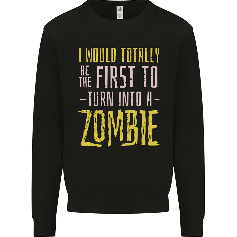 Zombie Apocalypse Funny Halloween Quote Mens Sweatshirt Jumper Black